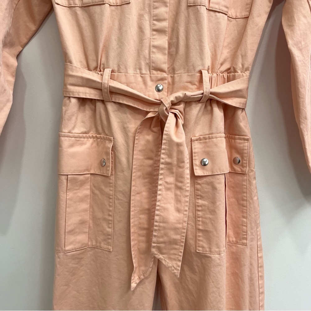 & Other Stories pocket detail utility jumpsuit in bleached peach pastel size 2 - Picture 7 of 14